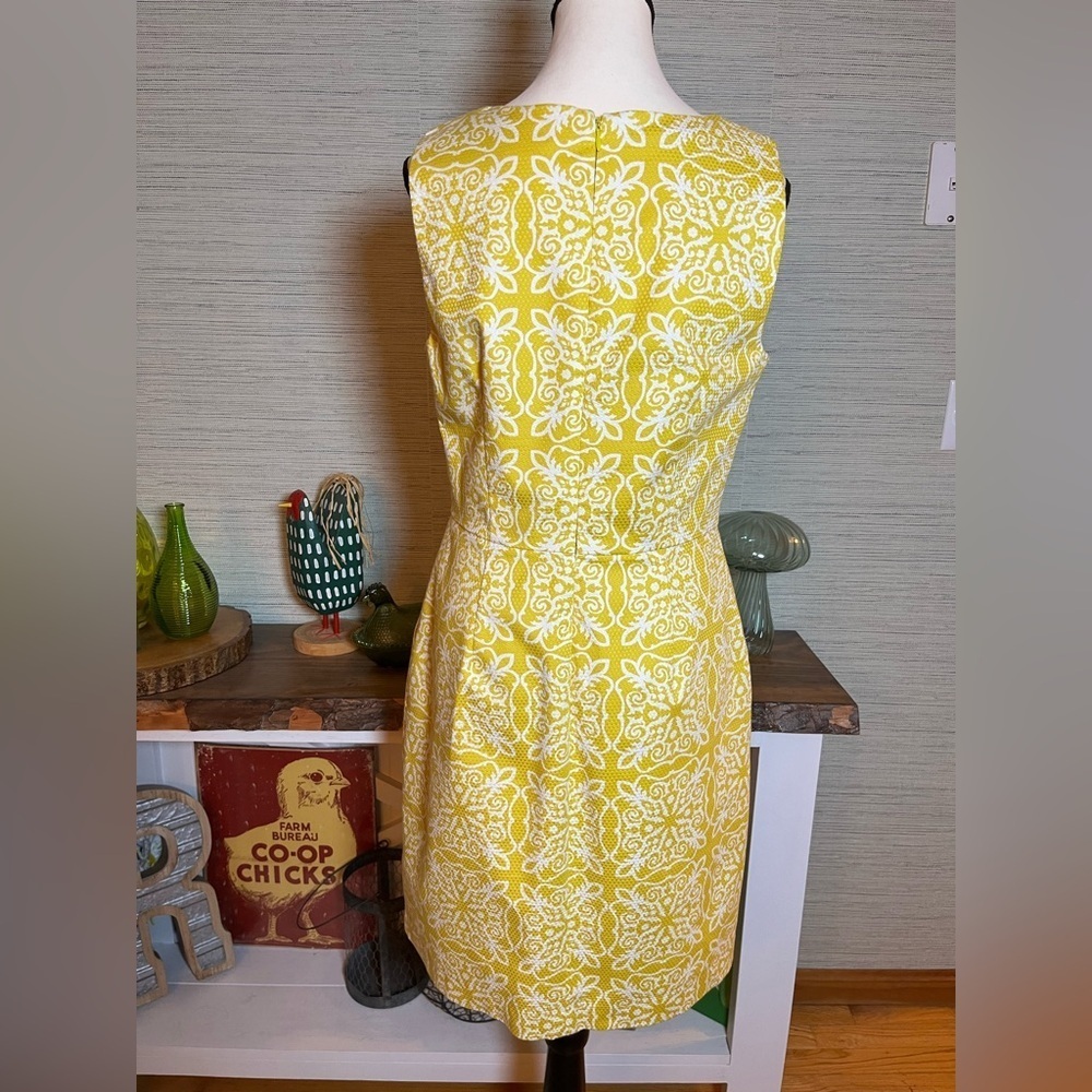 Boden Talia Mimosa Woodblock Print Sleeveless Dress Yellow Womens Size 8 Preppy - Picture 4 of 6